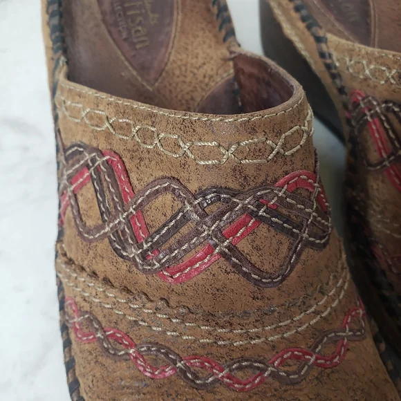 Clarks brown leather Artisan slip on mule clog loafers SZ 7.5 - Picture 4 of 8